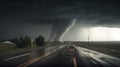 Car driving through a storm, Rain is coming. Generative AI Royalty Free Stock Photo