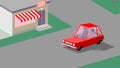 Car is driving in the street. Art illustration