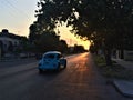 Car driving on the street in Cuba. Royalty Free Stock Photo