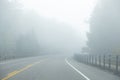 Car Driving Through Thick Fog in Early Morning With Its Fog Lights #3 Royalty Free Stock Photo