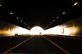 Car driving in tunnel exit Royalty Free Stock Photo