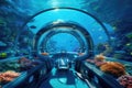 Car Driving Through Underwater Tunnel, An Incredible Subaquatic Journey, The submarine of the future will be underwater next to