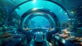 Car Driving Through Underwater Tunnel, An Incredible Subaquatic Journey, The submarine of the future will be underwater next to