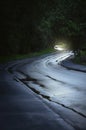 Car driving on the winding road among the trees in Ukraine Royalty Free Stock Photo