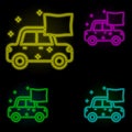 Car dry carwash neon color set icon. Simple thin line, outline of car wash icons for ui and ux, website or mobile