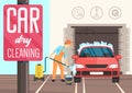 Car Dry Cleaning. Vector Flat Illustration.