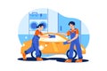 Car Dry Cleaning Illustration concept. Can use for web banner, infographics, hero images. Flat illustration isolated on white back Royalty Free Stock Photo