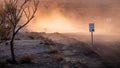 car on a dusty unsealed road in sunset light mood