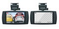 Car DVR Portable Mobile DVR Video Camera Camcorder with LCD Screen installed on the windscreen isolated on white Royalty Free Stock Photo