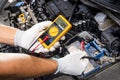 Car Electronic Maintenance Service And Check. Worker Man Royalty Free Stock Photo