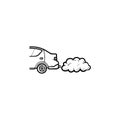 Car emitting exhaust fumes hand drawn outline doodle icon. Royalty Free Stock Photo