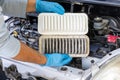 Car engine air filter replacement Royalty Free Stock Photo