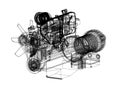 Car Engine blueprint - isolated Royalty Free Stock Photo