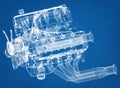 Car Engine Design Architect Blueprint