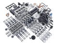 Car engine disassembled. many parts. Royalty Free Stock Photo