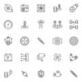 Car engine elements outline icons set