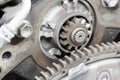 Car engine with flywheel plate Royalty Free Stock Photo
