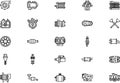 Car engine icons collection is a vector illustration with editable stroke. Royalty Free Stock Photo