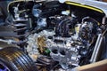Car Engine Interior and Wheel Suspension Spring