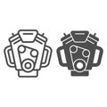Car engine line and glyph icon. Motor vector illustration isolated on white. Mover outline style design, designed for Royalty Free Stock Photo