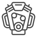 Car engine line icon. Motor vector illustration isolated on white. Mover outline style design, designed for web and app