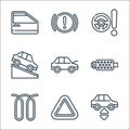 car engine line icons. linear set. quality vector line set such as air, hazard, glow, diesel, bonnet, downhill, steering wheel,