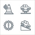 car engine line icons. linear set. quality vector line set such as downhill, automatic, car