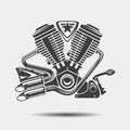 Car engine or motorbike motor black icon