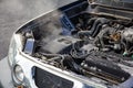 Car engine over heat with no water in radiator and cooling syste Royalty Free Stock Photo