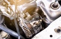 Car engine part,Powerful car engine,close up Royalty Free Stock Photo