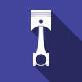 Car engine piston icon with long shadow. Royalty Free Stock Photo