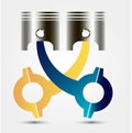Car engine piston. Vector illustration Royalty Free Stock Photo