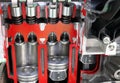 Car engine pistons and valves Royalty Free Stock Photo