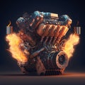 Car engine power fire. Generative AI