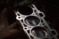 Car engine repair cleaning and replacing cylinder head