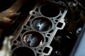 Car engine repair cleaning and replacing cylinder head