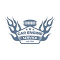 Car engine repair service monochrome logo