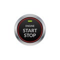 Car engine start stop button ignition. Push circle button engine stop start quality