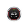 Car engine start stop button ignition. Push circle button engine stop start quality Royalty Free Stock Photo
