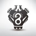 Car engine symbol, stylized vector silhouette Royalty Free Stock Photo