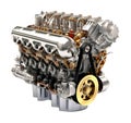 Car Engine on white background, car repair concept, realistic 3D illustration, generative ai Royalty Free Stock Photo