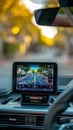 Car equipped with a rear view camera displayed on the dashboard Royalty Free Stock Photo