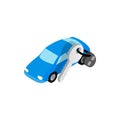 Car evacuated icon, isometric 3d style