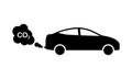 Car Exhaust CO2 Black Silhouette Icon. Transport Vehicle Pipe Smoke Gas Pollution Emission Glyph Pictogram. Car Smog Air Royalty Free Stock Photo