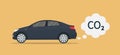 Car exhaust. Co2 smoke cloud from car. Icon of carbon emission from vehicle. Transport pollute air. Illustration for save Royalty Free Stock Photo