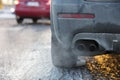 Car exhaust pipe, which comes out strongly exhaust gases in Finland.