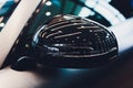 Car exhibition new car rear view mirror. Royalty Free Stock Photo