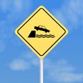 Car falling in water sign Royalty Free Stock Photo