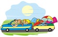 Car and family, design, family road trip, vector illustration