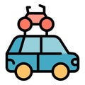 Car family roof bike icon color outline vector